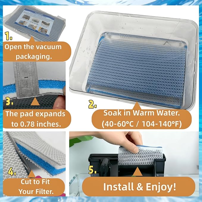 Recorte para adaptarse a una esponja filtrante de acuario no tejida de 8 capas, fibra ES, geometría