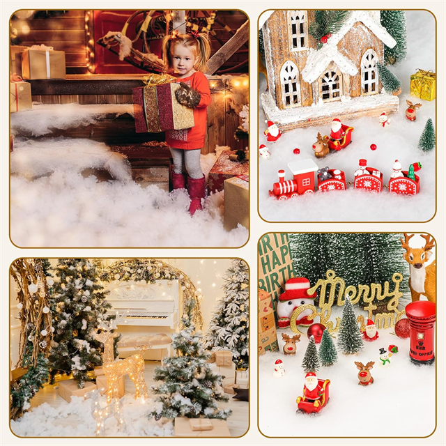 Manta de Navidad esponjosa nieve artificial realista para decoración
