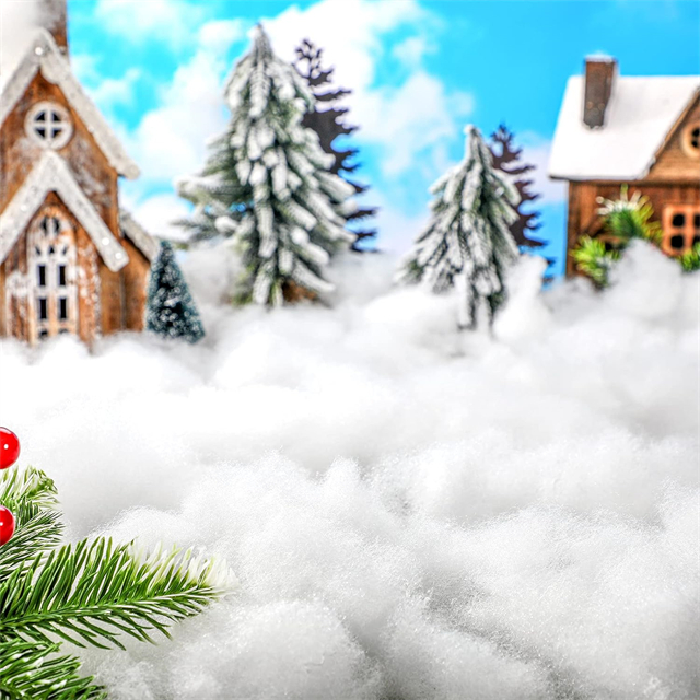 Fluff de nieve de poliéster suave para la decoración navideña