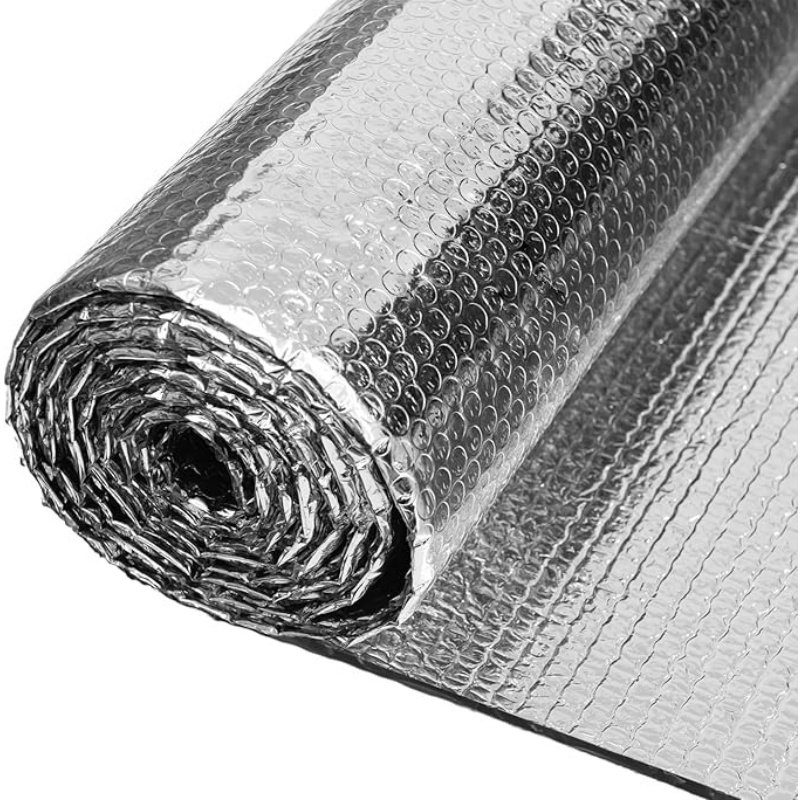 Rollo de aislamiento de papel de aluminio reflectante de doble burbuja, barrera radiante térmica Industrial para techo, ventana de garaje RV, venta al por mayor